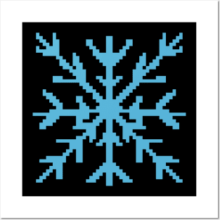 Blue snowflake pixel art Posters and Art